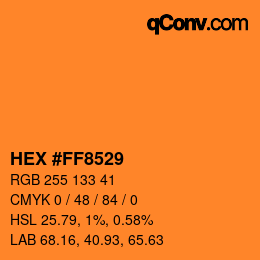 Color code: HEX #FF8529 | qconv.com