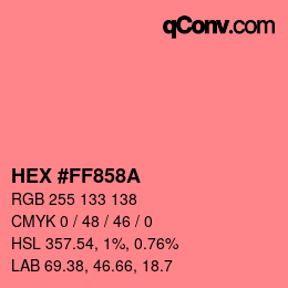 Color code: HEX #FF858A | qconv.com