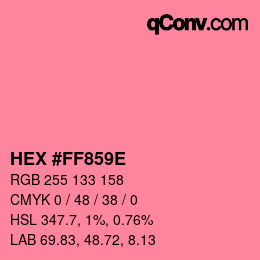 カラーコード: HEX #FF859E | qconv.com