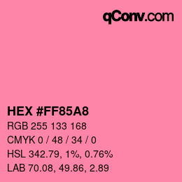 カラーコード: HEX #FF85A8 | qconv.com