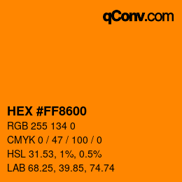 Color code: HEX #FF8600 | qconv.com