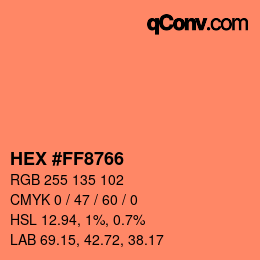 颜色代码: HEX #FF8766 | qconv.com