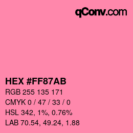 Color code: HEX #FF87AB | qconv.com