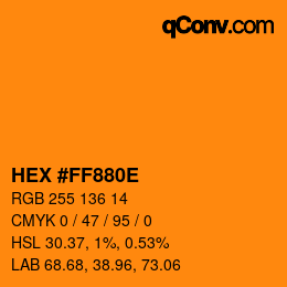 Color code: HEX #FF880E | qconv.com