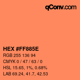 Color code: HEX #FF885E | qconv.com