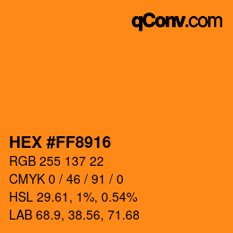 Color code: HEX #FF8916 | qconv.com