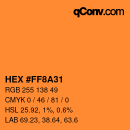 颜色代码: HEX #FF8A31 | qconv.com