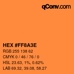 Color code: HEX #FF8A3E | qconv.com