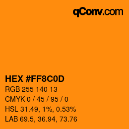 Color code: HEX #FF8C0D | qconv.com