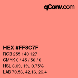 カラーコード: HEX #FF8C7F | qconv.com