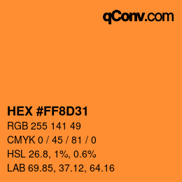 颜色代码: HEX #FF8D31 | qconv.com