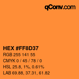 Color code: HEX #FF8D37 | qconv.com