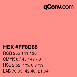 Color code: HEX #FF8D88 | qconv.com