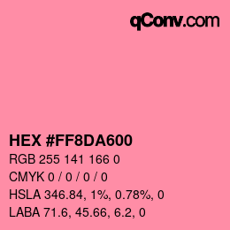 Color code: HEX #FF8DA600 | qconv.com