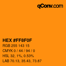 Color code: HEX #FF8F0F | qconv.com