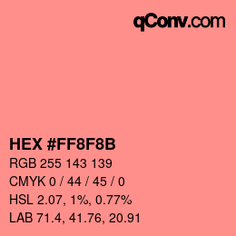 Color code: HEX #FF8F8B | qconv.com