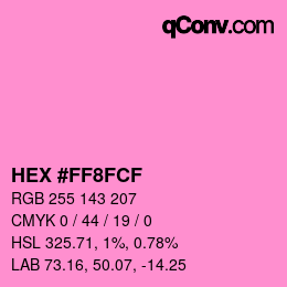 カラーコード: HEX #FF8FCF | qconv.com
