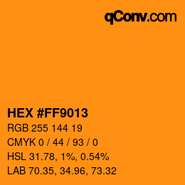 颜色代码: HEX #FF9013 | qconv.com