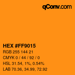 カラーコード: HEX #FF9015 | qconv.com