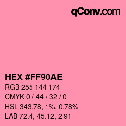 颜色代码: HEX #FF90AE | qconv.com