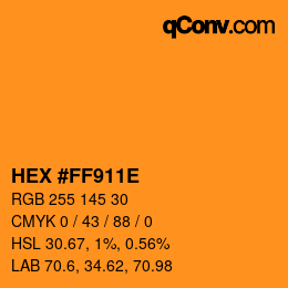 Color code: HEX #FF911E | qconv.com