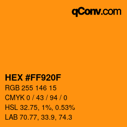 Color code: HEX #FF920F | qconv.com