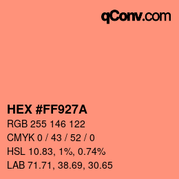 Color code: HEX #FF927A | qconv.com