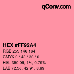 颜色代码: HEX #FF92A4 | qconv.com