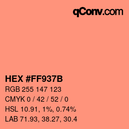 Color code: HEX #FF937B | qconv.com