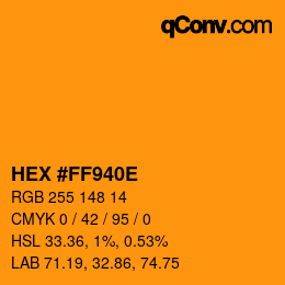 Color code: HEX #FF940E | qconv.com