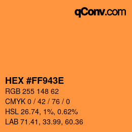 Color code: HEX #FF943E | qconv.com