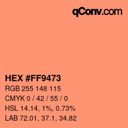 カラーコード: HEX #FF9473 | qconv.com
