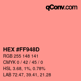Color code: HEX #FF948D | qconv.com