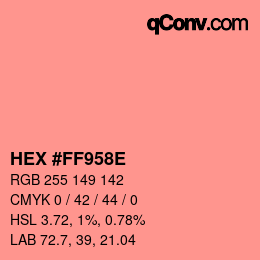 Color code: HEX #FF958E | qconv.com