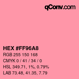 颜色代码: HEX #FF96A8 | qconv.com