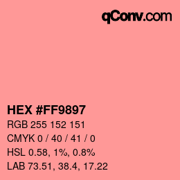 カラーコード: HEX #FF9897 | qconv.com