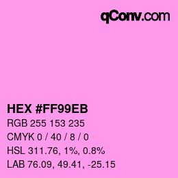 Color code: HEX #FF99EB | qconv.com