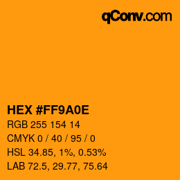 Farbcode: HEX #FF9A0E | qconv.com