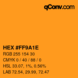 Color code: HEX #FF9A1E | qconv.com