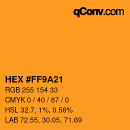Color code: HEX #FF9A21 | qconv.com