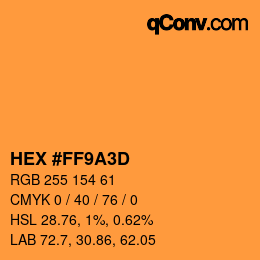 Color code: HEX #FF9A3D | qconv.com