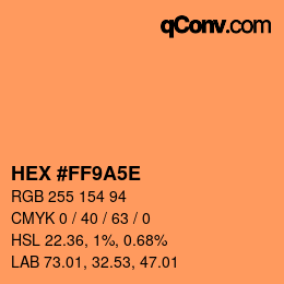 カラーコード: HEX #FF9A5E | qconv.com