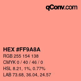 Color code: HEX #FF9A8A | qconv.com