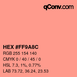 Farbcode: HEX #FF9A8C | qconv.com