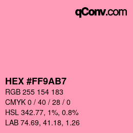 Color code: HEX #FF9AB7 | qconv.com