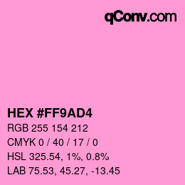 Color code: HEX #FF9AD4 | qconv.com