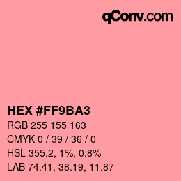 颜色代码: HEX #FF9BA3 | qconv.com