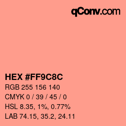 Color code: HEX #FF9C8C | qconv.com