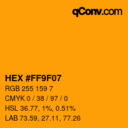 Color code: HEX #FF9F07 | qconv.com