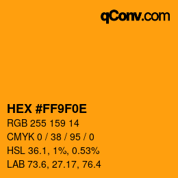 Color code: HEX #FF9F0E | qconv.com